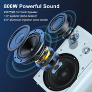 Herdio 4PCS 800W 6.5 Inch Outdoor Speakers Wired Waterproof Passive Wall Mount Speakers With Powerful Bass For Home Patio Poolside - My Variety Superstore 25