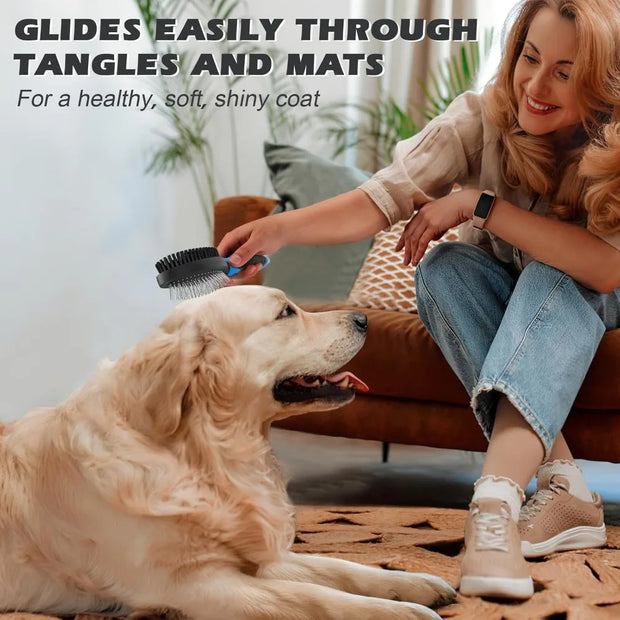 2PCS Dog Grooming Tools - Double-Sided Bath Brush for Shedding and Bathing, Suitable for Short/Long Haired Dogs - My Variety Superstore 25