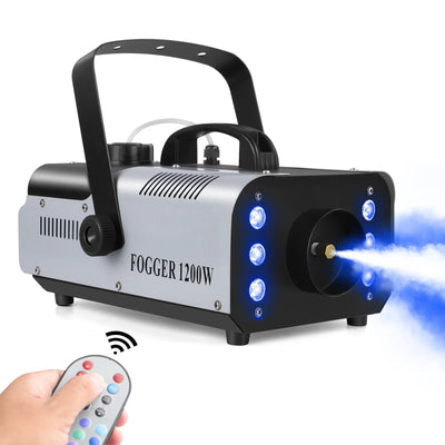 Powerful Fog Machine 1200W With 6 LEDs Remote For Party Fun