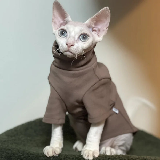 Bold Soft Cotton Cat Hoodie For Hairless Pets Warmth